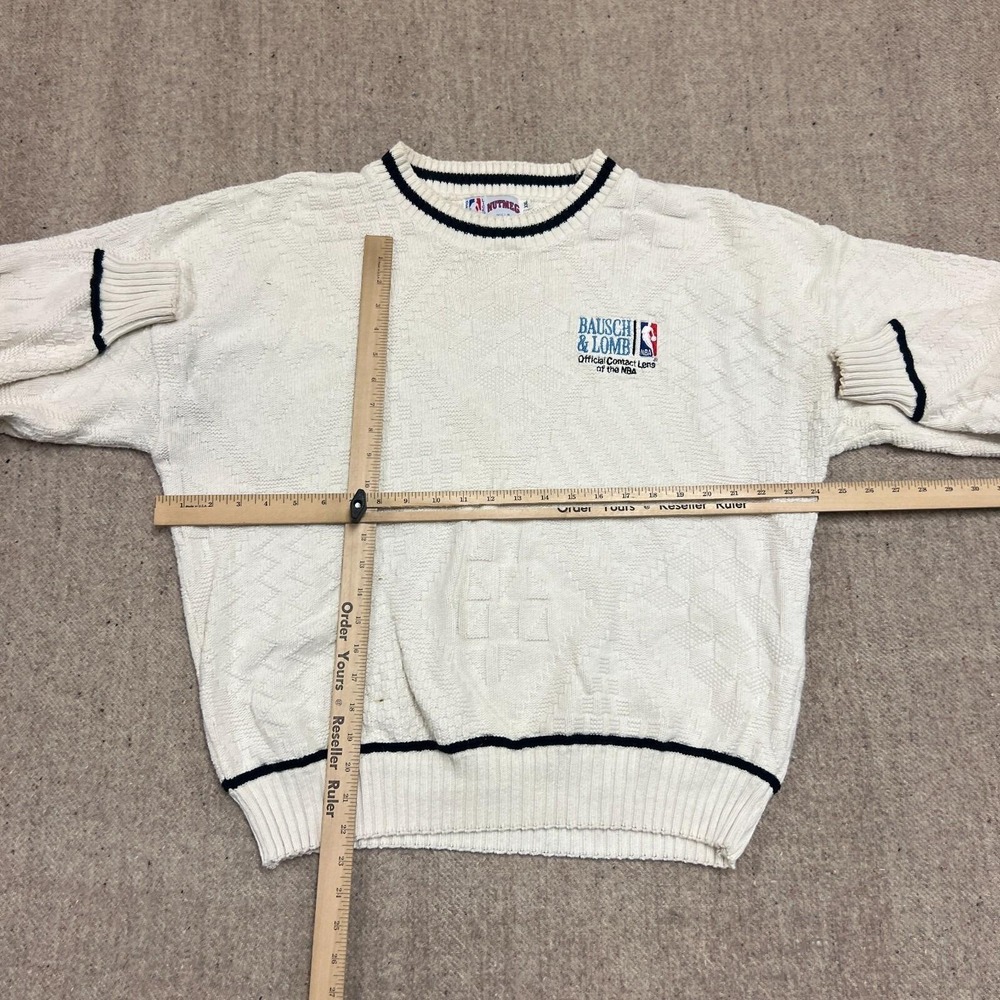 Vintage Bausch & Lomb NBA Sweater Mens XXL White 1990s Nutmeg - Picture 6 of 9